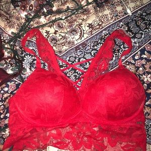 PINK red push up bra